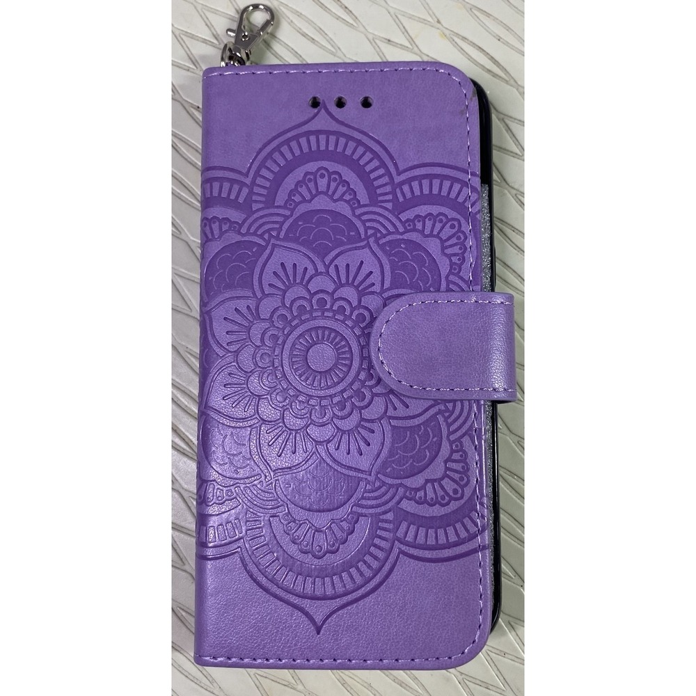SAMSUNG GALAXY S8 Pro Case Purple Mandala Phone Case W/Wrist Strap NEW 6x3x1/2"